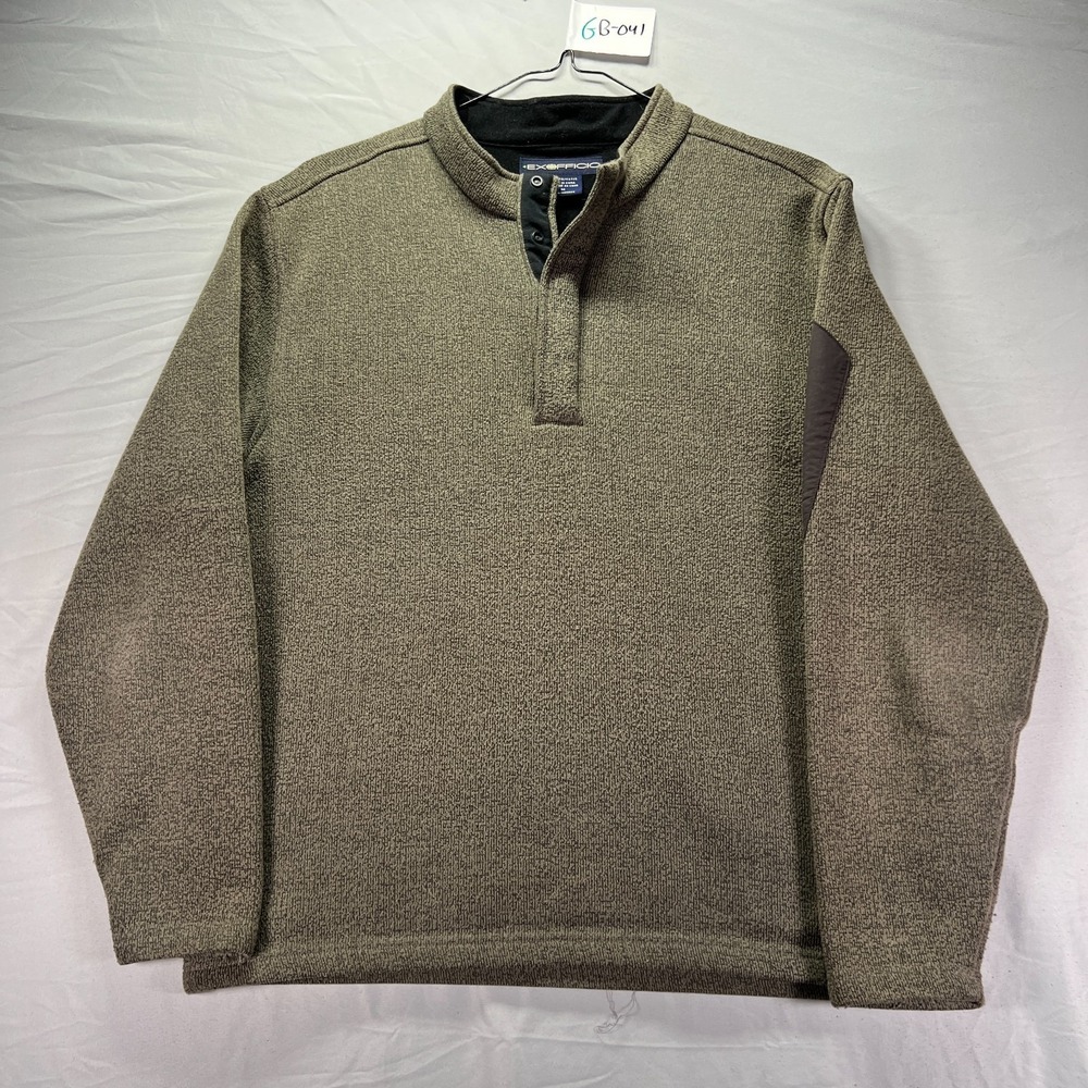 Exofficio Sweater Mens Medium Brown Long Sleeve Jacket Henley Outdoors Travel